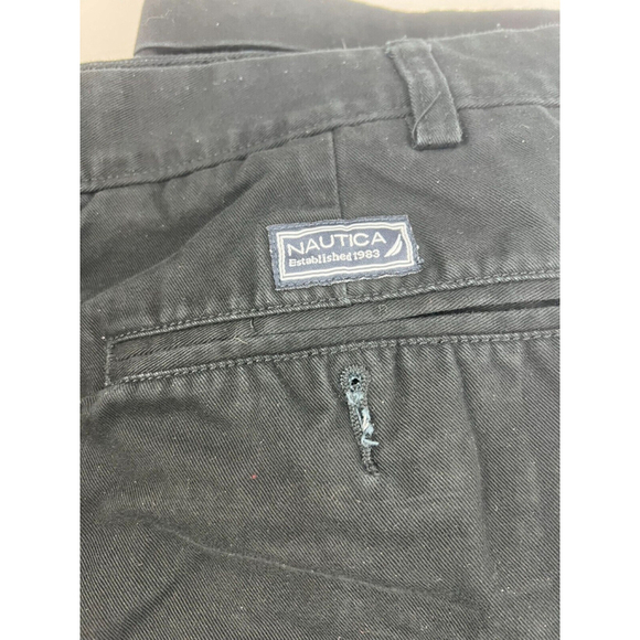 Men’s Nautica Pleated-Front Cotton Straight Pants Size 48x32 Black Chino EUC - Picture 3 of 3